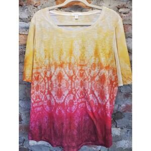 Concepts Blouse Womens Plus Size XxL 20 Bright W/ Rhine Stones Flared Sleeves